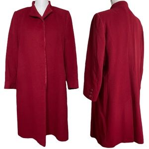 Fleurette Cashmere Coat 14 Vintage Union Made Burgundy Red Wool Long Trench